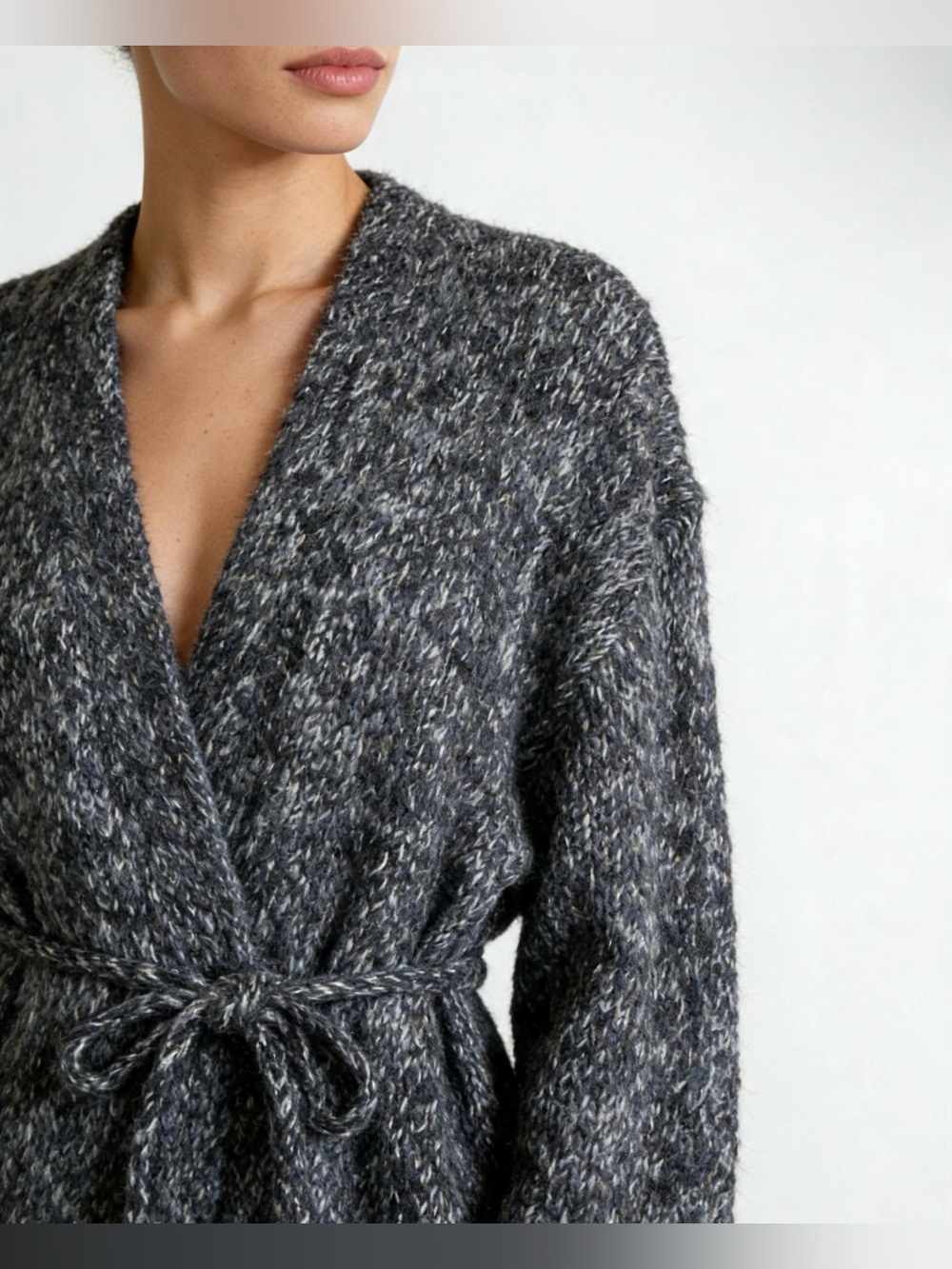 Zara Gray Knit Cardigan with Belt